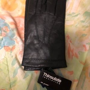 Thinsulate Insulation Black Leather Gloves